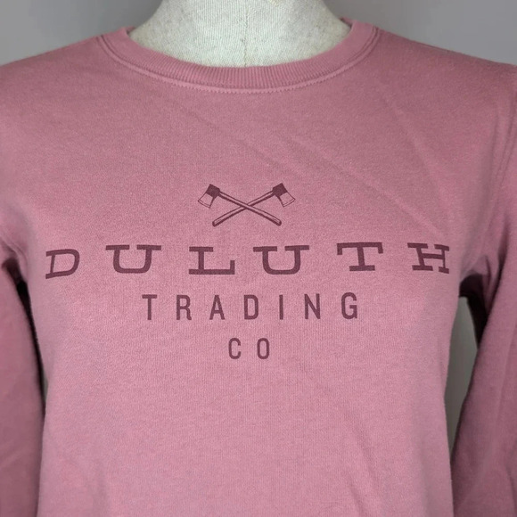 Duluth Trading Company Logo Sweatshirt Women's Size Small Pink Crewneck Pockets - Picture 3 of 9
